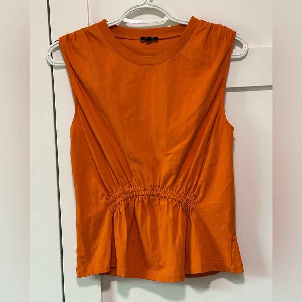 Express Sleeveless Peplum Top – Orange, Size Small